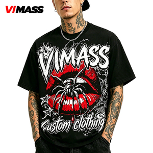T-shirt in cotone pesante a vestibilità ampia con stampa, ideale per OEM, ODM, all'ingrosso, per marchi di moda punk e streetwear. Ordini all'ingrosso disponibili ora. - Product Image 2
