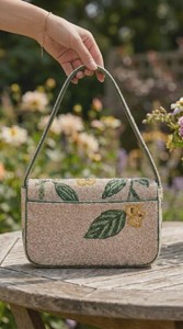 Bolso de Mano Hecho a Mano con Cuentas, Estilo Boho, Natural, Profesional, Moderno, de Lujo, Ecológico, Impermeable, Forma de Sillín, Lino Ligero - Product Image 3