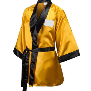 Professional Satin <b>Boxing</b> <b>Robe</b> Customized Embroidery Sublimation Gym <b>Boxing</b> Karate Walkout Wear - Product Image 3