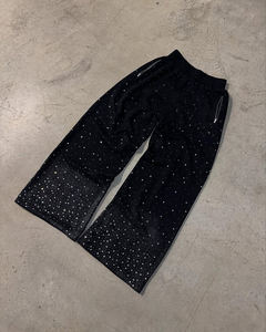 Women's Black Dot Print <b>Harem</b> Pants Elastic Waist Loose Fit Full Length Casual Knitted Polyester Pants - Product Image 5