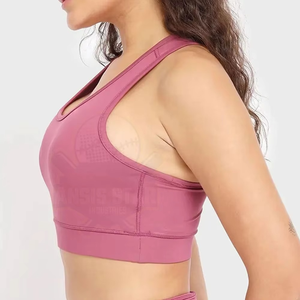 Pink Sports Bra Women's High Support Workout <b>Top</b> Seamless Racerback Yoga Bra Medium Coverage Active Wear - Product Image 5