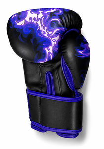 Guantes de Boxeo IBERIA Premium Negros con Estampado de Calavera y Llamas Púrpuras, Guantes de Entrenamiento de Cuero PU, Logotipo Personalizado OEM, Venta al Por Mayor, Transpirables - Product Image 2