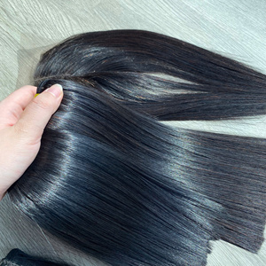 Prix usine 100% brut vierge vietnamien trame humaine dentelle perruque os droit couleur noire Super Double dessiné Extensions de cheveux - Product Image 5