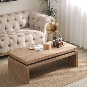 Tavolino da Salotto in Legno Naturale 47,6 L x 23,6 L x 16,3 H, Versatile Tavolino da Caffè a 2 Ripiani - Product Image 1