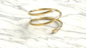 Luxury 18K Gold Spiral Wrap Bypass Ring with Baguette Diamond Elegant Stackable Ring Minimalist Ring Gift Fine Jewelry for Women - Product Image 3