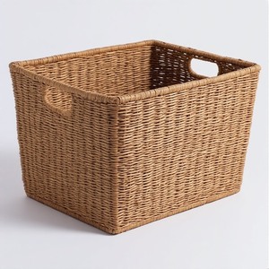Elegant Handcrafted Durable Natural Seagrass <b>Basket</b> with Customizable Shape Handles for Kitchen <b>Bathroom</b> Living Room Storage - Product Image 2