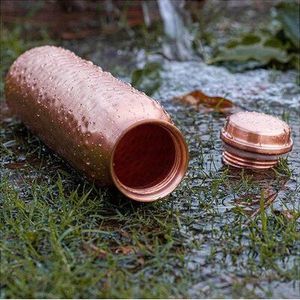 Botellas de agua de cobre con diseños florales y a cuadros, recipientes portátiles para bebidas para viajar - Product Image 2