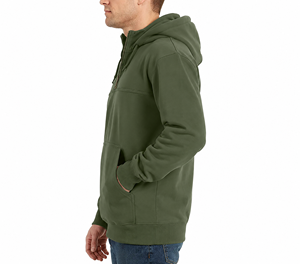Sweat-shirt à capuche mi-zippé en molleton vert olive pour homme, coupe classique, couleur unie, pull décontracté avec poche avant, idéal pour l'automne - Product Image 2
