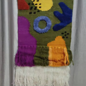 Alfombra Decorativa de Lana para Colgar en la Pared |   Tapiz de macramé tejido de arte abstracto, decoración bohemia para el hogar, decoración para sala de estar, colgante de pared -38 - Product Image 1