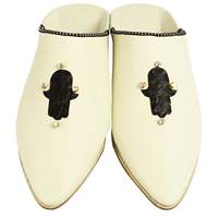 Babouches Marocaines Noires pour Homme, Tige et Doublure en Cuir Véritable Biyadina
