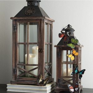 Lanterne à bougie en bois artisanale personnalisée avec support de bougie noir pour événements et décoration intérieure, centres de table de mariage - Product Image 5