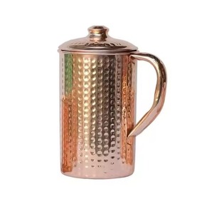 Premium Craft Copper Water Jug Stylish Pitcher for Home Kitchen Dining <b>Table</b> Beverage Serving - Product Image 3