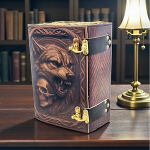 Diario de Cuero con Esqueleto de Lobo, Grimoire Gótico, Libro de Sombras, Cuaderno de Cuero Impreso en 3D, 400 Páginas con Borde Irregular, Regalo - Product Image 4
