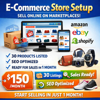 Configuración de Marketing Digital en Línea, 30 Anuncios Incluidos, Versión Empresarial con Envío por Correo Electrónico, Desarrollo de Comercio Electrónico Shopify, Stock MAC
