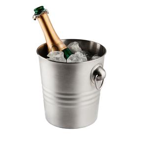 Enfriador de vino de acero con diseño elegante, cubitera para champán con acabado plateado y asa, para bar y fiestas, enfriador de cerveza. - Product Image 4