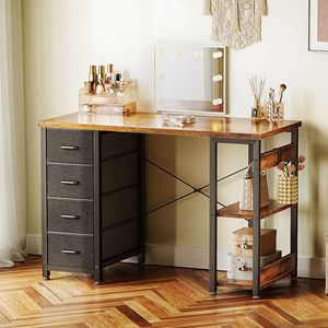 Modern 40 Inch <b>Corner</b> <b>Computer</b> <b>Desk</b> with Drawers and Storage Shelves <b>for</b> Home Office Bedroom Small Teen PC <b>Desk</b> - Product Image 4