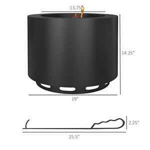 Brasero portable en acier noir avec pique-étiquette, poêle à feu sans fumée pour jardin, patio, pique-nique et camping - Product Image 3