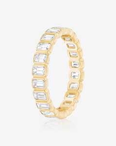 Bague de mariage en or massif 14k 18k avec émeraude et diamant de laboratoire, sertie clos, minimaliste, éternité complète, empilable, pour femme, vente en gros - Product Image 2