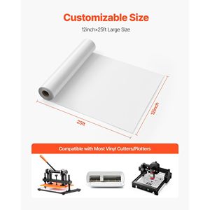 Rollo de vinilo de transferencia de calor blanco brillante 12X25 pies Fácil corte Weed Fuerte adherencia Compatible Varios materiales para camisetas Hierro - Product Image 6