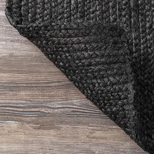 Handmade Black Oval Jute <b>Rug</b> Natural Fiber Area Carpet Braided <b>Boho</b> Farmhouse <b>Rug</b> For Living Room Bedroom Decor - Product Image 4