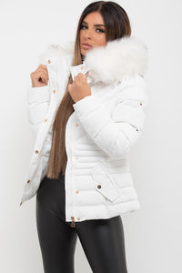 Veste matelassée pour femme Glory Custom avec capuche en fourrure, veste pour temps froid avec personnalisation complète en tendance - Product Image 6