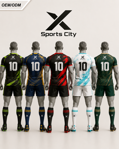 Ensemble de maillot de rugby pour hommes X Sports City, sublimé, 100% polyester, séchage rapide, respirant, évacuation de l'humidité, col en V, sans manches, toutes saisons - Product Image 2