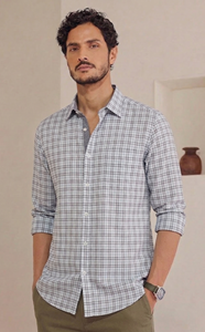 Chemise décontractée à double boutonnage pour homme Enovate, à micro-carreaux, manches longues, 100 % coton respirant, été, logo ODM au dos du col - Product Image 3