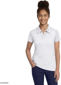 Polo de Manga Corta Blanco para Mujer, Color Sólido, Tejido Piqué, Estilo Casual, Largo Regular, 100% Algodón - Product Image 6