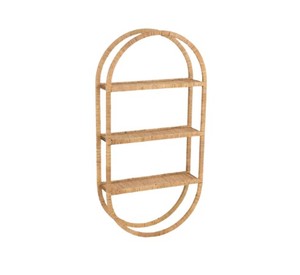 Étagère murale ovale à 3 niveaux en rotin, style bohème, en cannage naturel, avec cadre arqué, étagère décorative pour rangement domestique, chambre d'enfant - Product Image 2