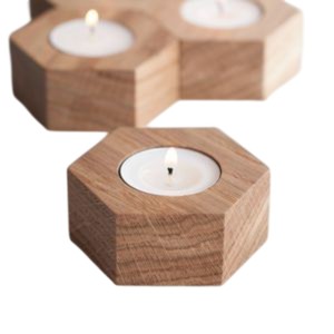Eco-Friendly Handmade Hexagonal Wooden Tea Light Candle Holder Set for Home Decor and Wedding Wholesale Wood <b>Candlestick</b> - Product Image 1