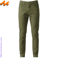 MASTER TEXTILE Celana Kasual Pria Ringan untuk Musim Panas, Potongan Lurus, Katun/Spandex, Pinggang Sedang, Tenun Twill, Bernapas, Kancing Depan