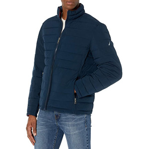 Chaqueta Acolchada Negra para Hombre, Cuello Alto, Cierre de Cremallera, Resistente al Viento, Informal, de Poliéster - Product Image 5