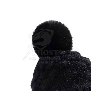 หมวกบีนนี่ไหมพรมผสมขนสัตว์ปักลายสีดำสำหรับผู้หญิง ยี่ห้อ ZHOST INTERNATIONAL SPORTS พร้อมพู่ห้อย เหมาะสำหรับใช้งานกลางแจ้งในฤดูหนาว - Product Image 6