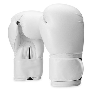 Gants de boxe en cuir blanc pour adultes, à lacets, pour l'entraînement - Product Image 1