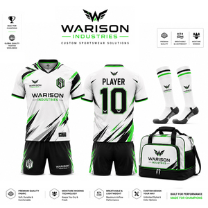 High Quality Unisex Soccer Uniform Kit Sublimation 100% Polyester Football Teamwear Jersey Short Socks Set - Product Image 3