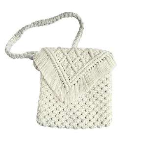 Bolso Bandolera de Macramé Hecho a Mano para Mujer, Bolso de Algodón Blanco Elegante para Uso Diario, Viajes Casuales - Product Image 1