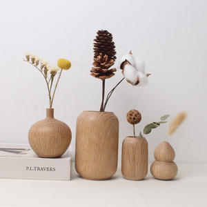 Ensemble de vases de table en bois, design minimaliste rond, matériau naturel, décoratifs, 4-6 pouces - Product Image 1