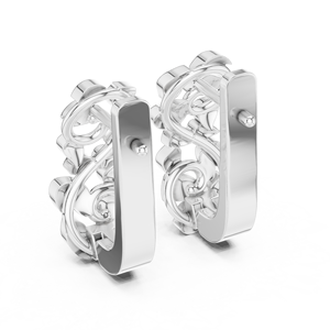 Boucles d'oreilles simples et discrètes en or blanc 18 carats avec fermoir à clip, pour usage quotidien, soirées, bureau, cadeau de mariage pour femmes - Product Image 3