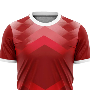 Camiseta de Fútbol Roja Degradada para Hombre, Manga Corta, Cuello Redondo, 100% Poliéster, Transpirable, Estampado Sublimado, Corte Regular, para Todas las Temporadas - Product Image 3