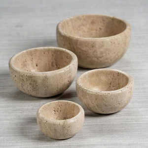 Proveedor con Experiencia en Venta al por Mayor de Cuencos Decorativos Redondos Hechos a Mano de Mármol Travertino para Decoración del Hogar en Oferta - Product Image 1