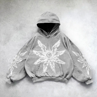 Sweat à capuche noir surdimensionné style gothique Y2K 2026 |   Pull-over en coton 100% avec imprimé graphique |   Vêtements de rue unisexes pour l'hiver OEM