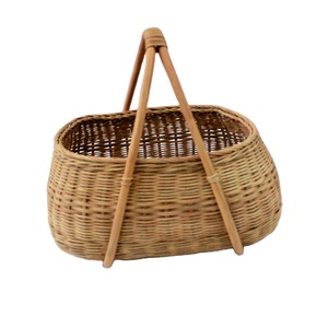 <b>Woven</b> Rattan <b>Storage</b> <b>Basket</b> Picnic <b>Basket</b> for Garden Harvest - Product Image 1