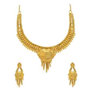 Juego de Joyería de Latón Chapado en Oro de 14K, 18K, 24K con Diseño Floral Tradicional, Collares de Moda al por Mayor - Product Image 3