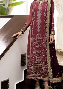 Ensemble Anarkali bleu marine brodé avec dupatta, tenue ethnique indienne et pakistanaise, shalwar kameez - Product Image 4