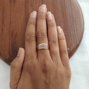 Bague large multi-rangs en or rose 18 carats Namivaa pour femme, élégante, avec grappe de pierres, bijoux fins, pour usage quotidien, finition polie haute brillance - Product Image 5