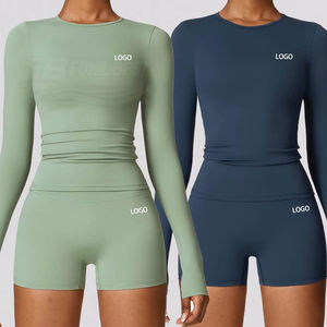 Ensemble 2 pièces de sport pour femme grande taille, coupe ajustée, respirant, séchage rapide, écologique, taille haute, pour yoga et entraînement - Product Image 1