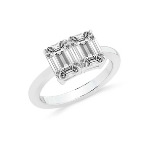 Hermoso Anillo de Oro de 10k/12k/14k con Dos Piedras, Esmeraldas y Diamantes Cultivados en Laboratorio Toi Et Moi (1 Ct.) Tw. Certificado por IGI - Product Image 2
