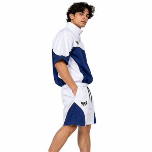 Wholesale Custom <b>Men</b>’s Short Sleeve Windbreaker <b>Jacket</b> & Shorts Colorblock Quarter Zip <b>Summer</b> Hoodies Shorts Sportswear <b>Jackets</b> - Product Image 3