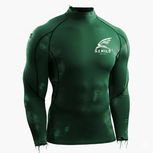Chemise de compression à manches longues pour homme en coton 100% de haute qualité, légère et respirante avec motif uni - Product Image 3