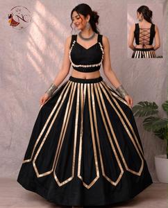 Conjunto de Lehenga Choli de Rayón y Algodón con Adornos Glamurosos para Mujer, Estilo Étnico Tradicional, de Secado Rápido, para Bodas y Fiestas - Product Image 4